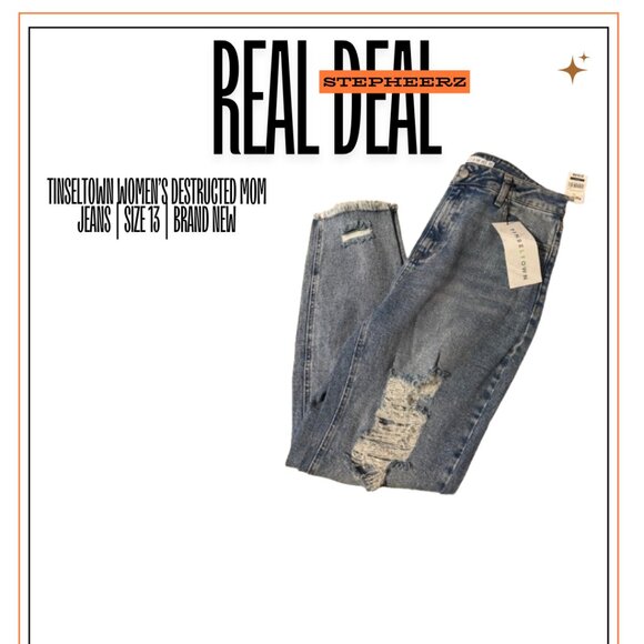 Tinseltown Women’s Destructed Mom Jeans | Size 13 | Brand New - Picture 1 of 1